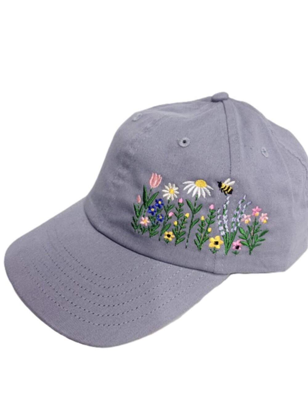 Floral Embroidered Hat Dad Unstructured Cotton Twill Boho Wildflowers25 Gift